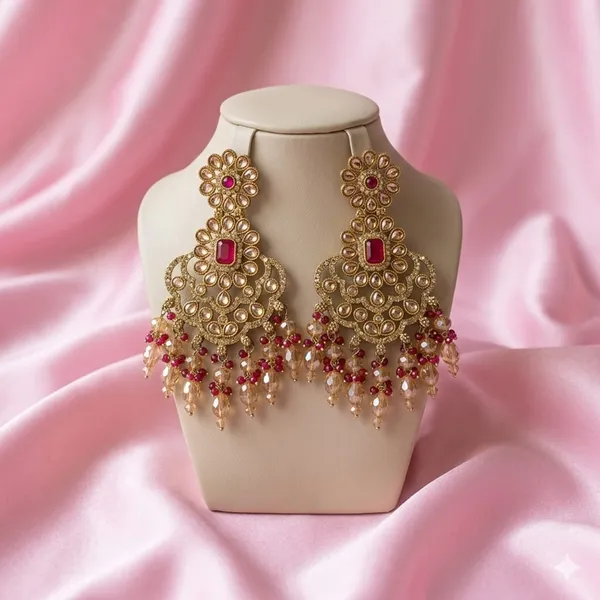 Golden_Red_Alloy_Floral_Stone_Chandelier_Drop_Earrings_For_Women