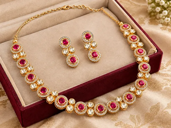 Golden_Red_Stone_Premium_Handmade_Kunden_Necklace_And_Earrings_Set_For_Women