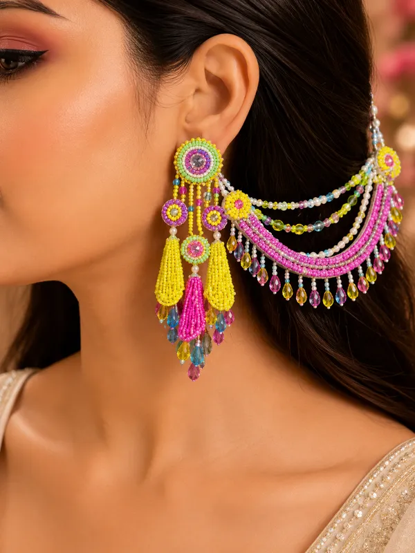 Tulip_Earring_with_earchains_for_Women