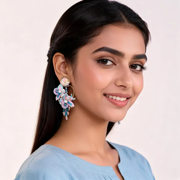 Blue_Embellished_Floral_Dangle_Earrings_for_Women