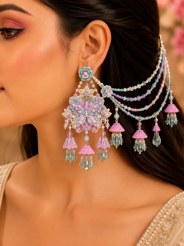 Zardozi_Butterfly_Earring_with_earchains_for_Women