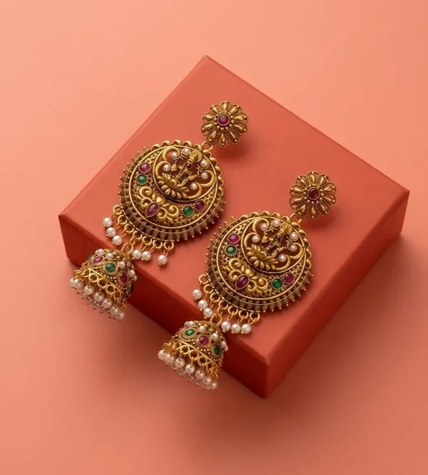 Gold_Brass_Temple_Stone-Studded_Jhumka_Earrings_For_Women