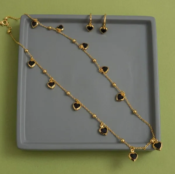 Gold_Brass_Black_Heart_Charm_Necklace_And_Earrings_Set_For_Women_-_Pack_of_2