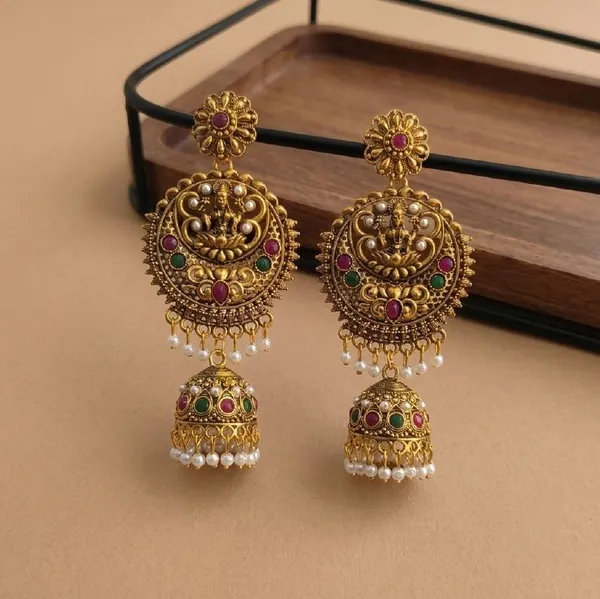 Gold_Brass_Temple_Stone-Studded_Jhumka_Earrings_For_Women