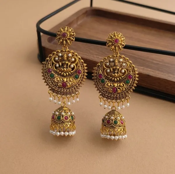 Gold_Brass_Temple_Stone-Studded_Jhumka_Earrings_For_Women