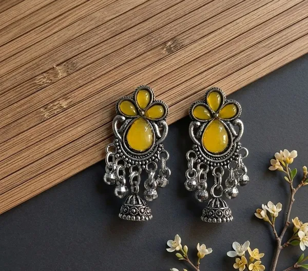 Yellow_Oxidised_Jhumka_Earrings_for_Women