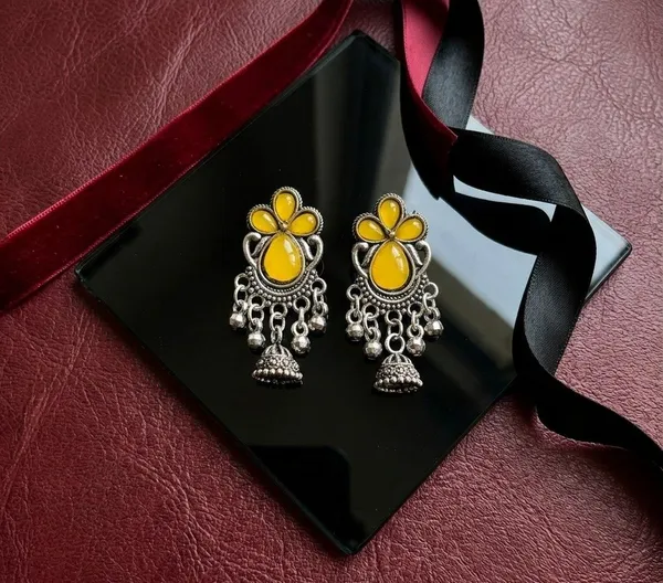 Yellow_Oxidised_Jhumka_Earrings_for_Women