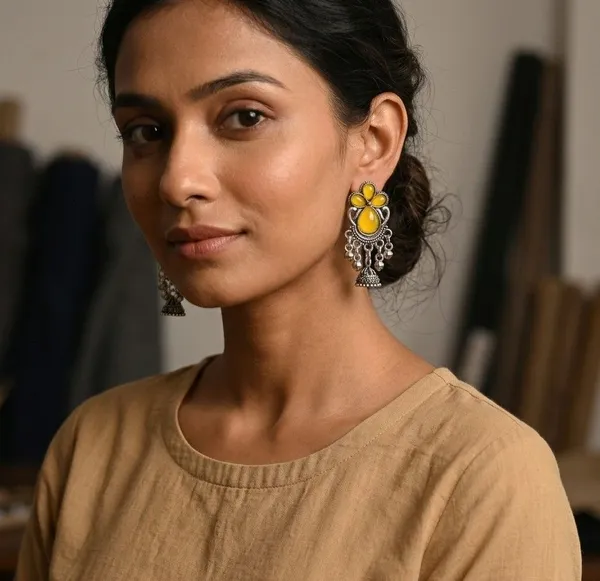 Yellow_Oxidised_Jhumka_Earrings_for_Women