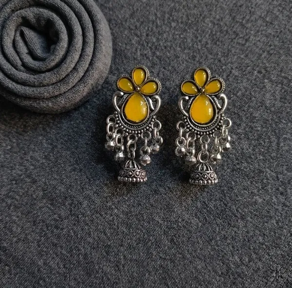Yellow_Oxidised_Jhumka_Earrings_for_Women