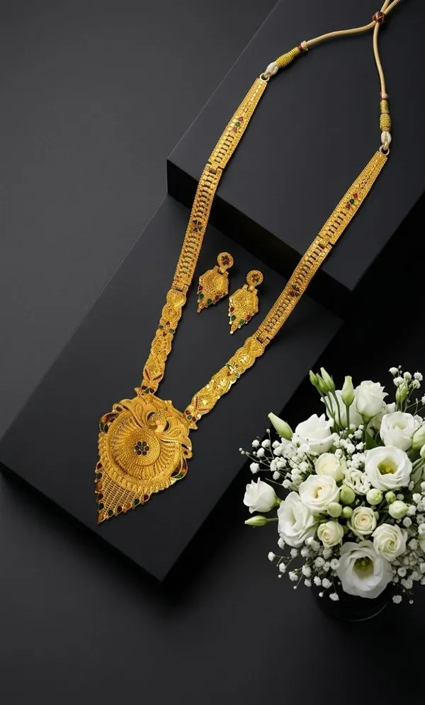 Gold-Tone_Traditional_Necklace_And_Earrings_Set_for_Women
