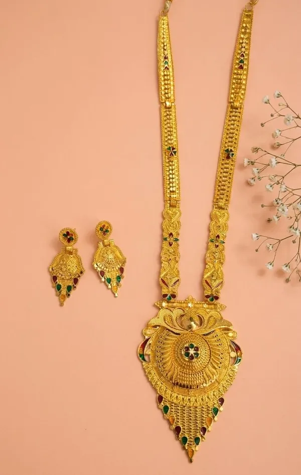 Gold-Tone_Traditional_Necklace_And_Earrings_Set_for_Women