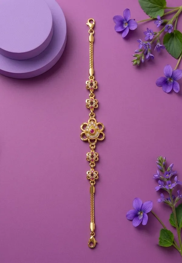 Gold-Toned_Floral_Bracelet_for_Women