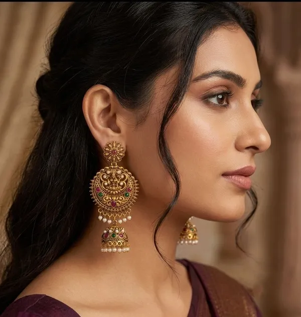 Gold_Brass_Temple_Stone-Studded_Jhumka_Earrings_For_Women