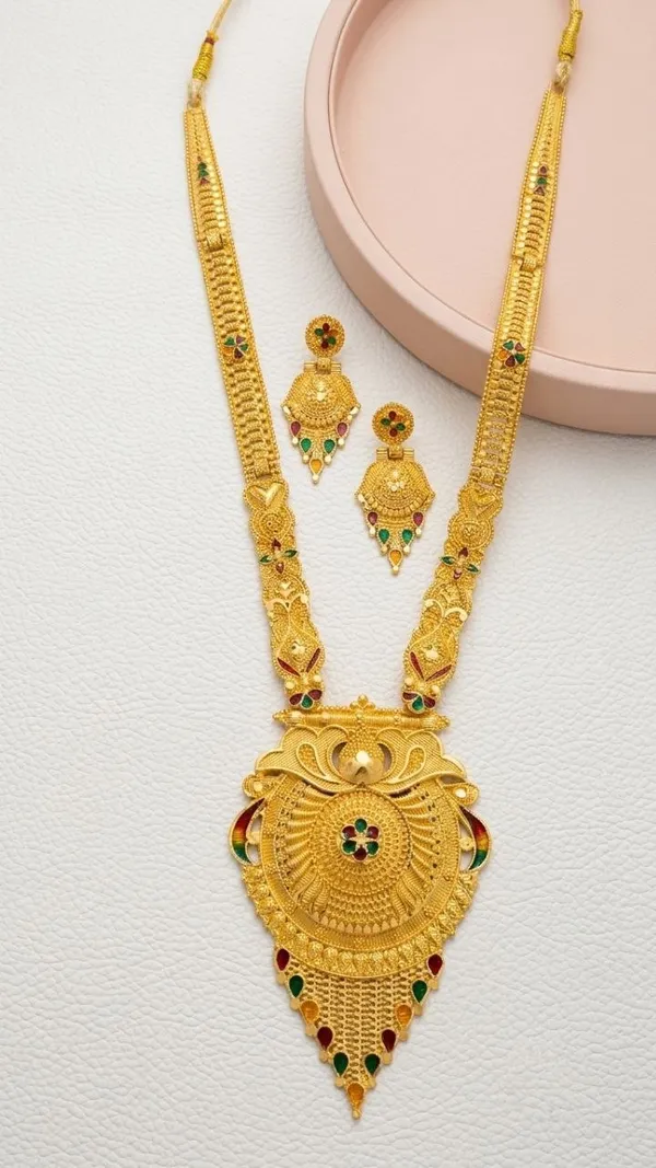 Gold-Tone_Traditional_Necklace_And_Earrings_Set_for_Women