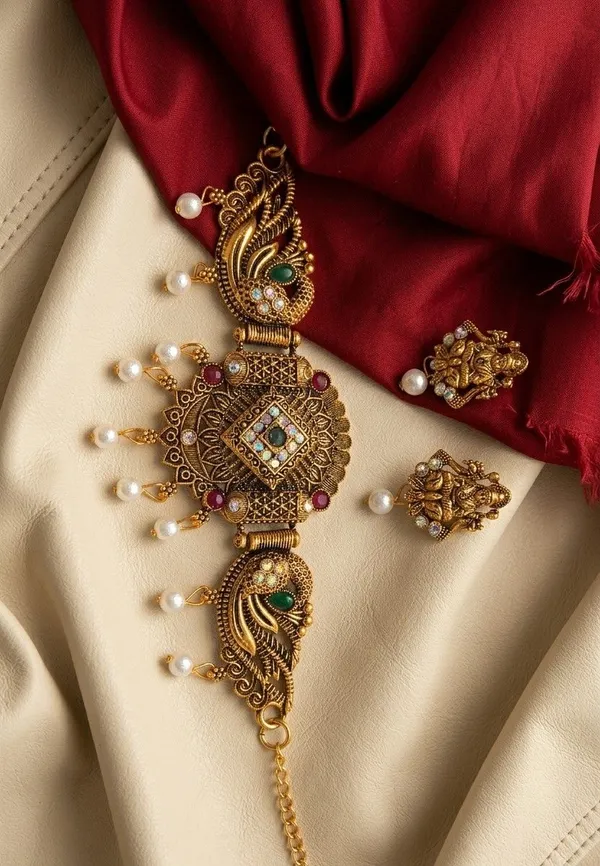 Gold_Tone_Traditional_Choker_Necklace_Set_for_Women