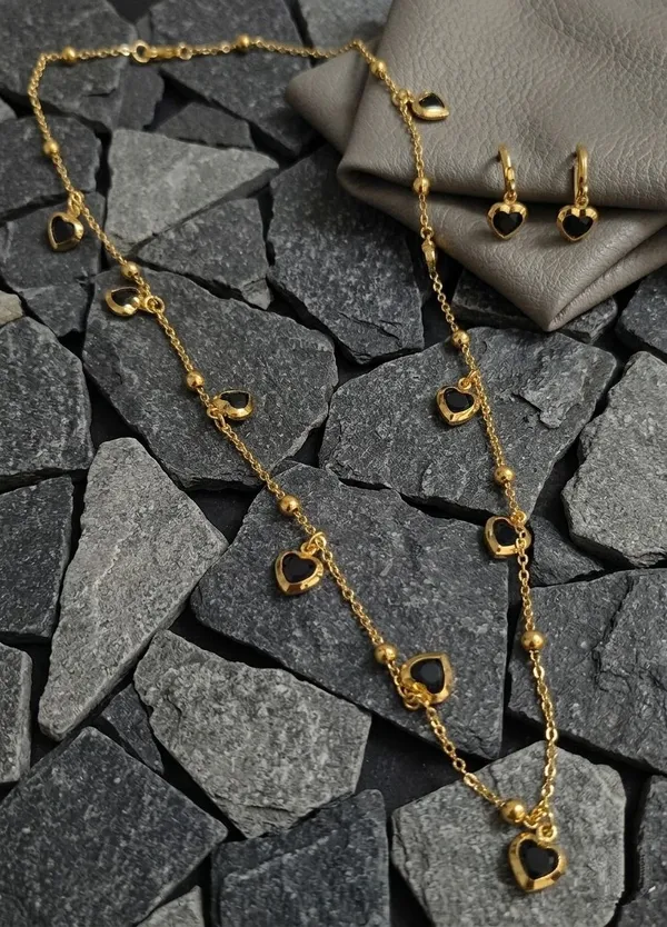 Gold_Brass_Black_Heart_Charm_Necklace_And_Earrings_Set_For_Women_-_Pack_of_2