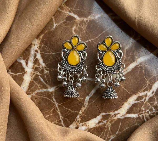 Yellow_Oxidised_Jhumka_Earrings_for_Women