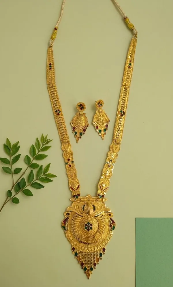 Gold-Tone_Traditional_Necklace_And_Earrings_Set_for_Women
