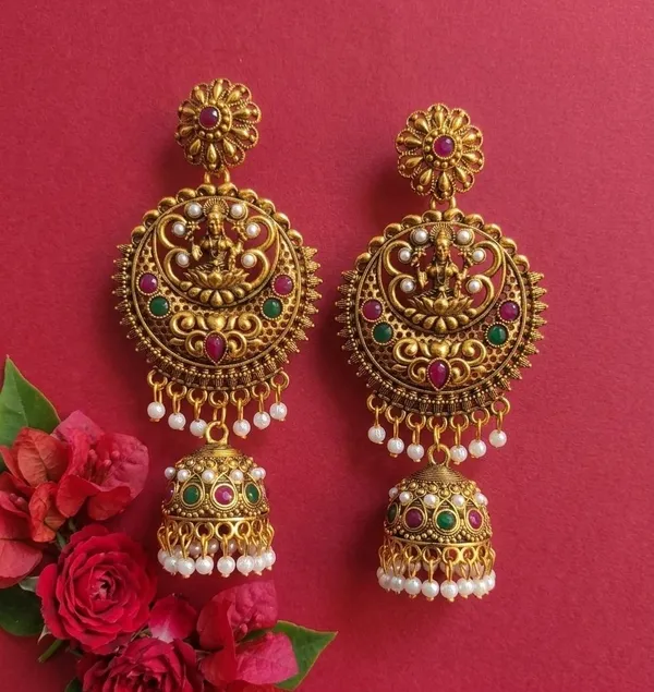 Gold_Brass_Temple_Stone-Studded_Jhumka_Earrings_For_Women
