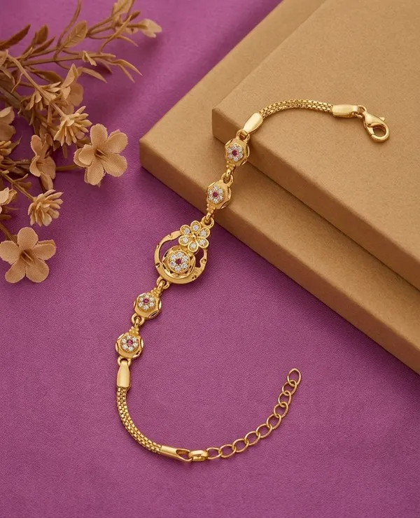 Gold-Tone_Floral_Design_Bracelet_for_Women