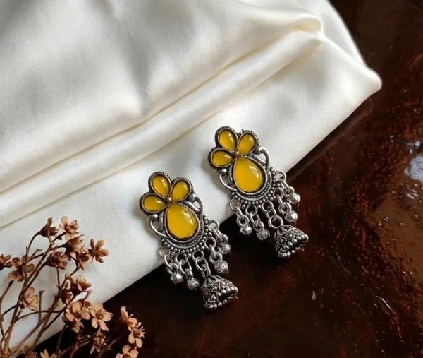 Yellow_Oxidised_Jhumka_Earrings_for_Women