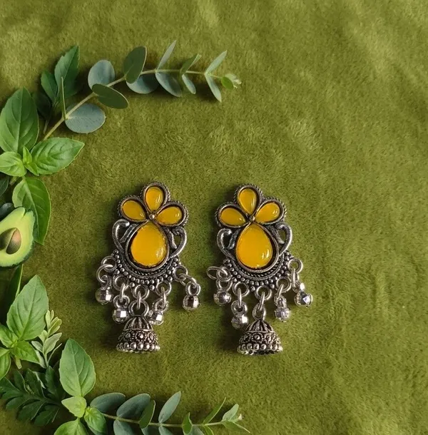 Yellow_Oxidised_Jhumka_Earrings_for_Women