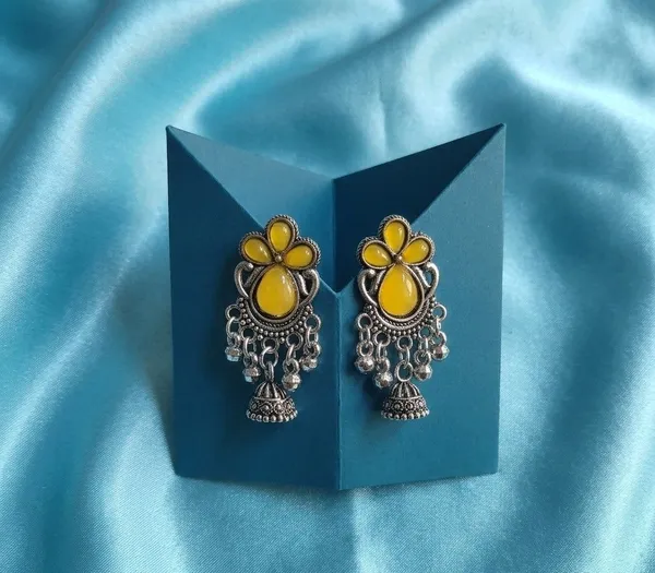 Yellow_Oxidised_Jhumka_Earrings_for_Women