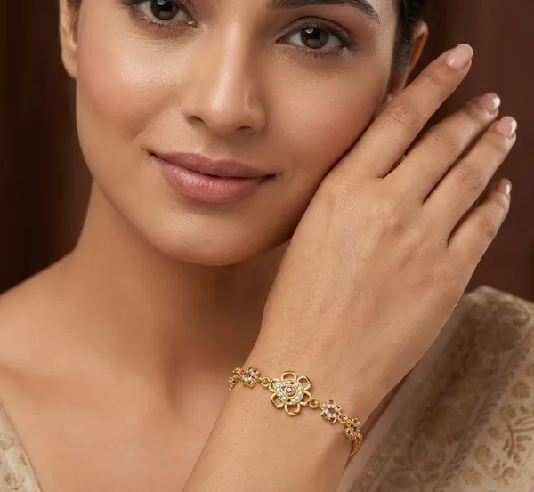 Gold-Toned_Floral_Bracelet_for_Women