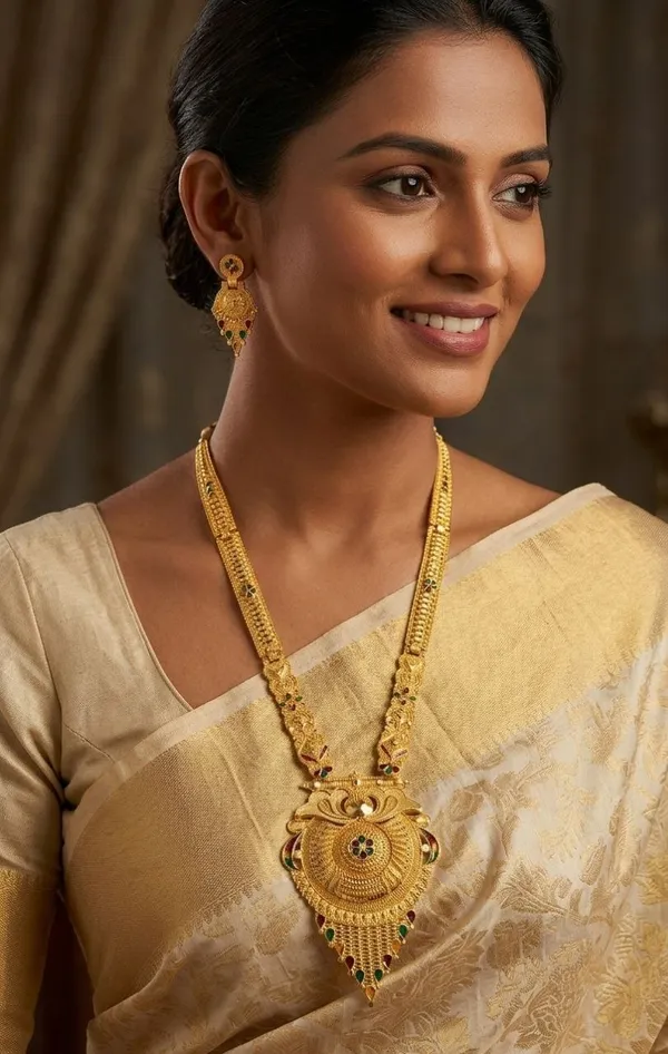 Gold-Tone_Traditional_Necklace_And_Earrings_Set_for_Women