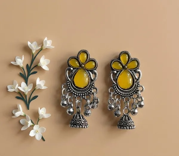 Yellow_Oxidised_Jhumka_Earrings_for_Women