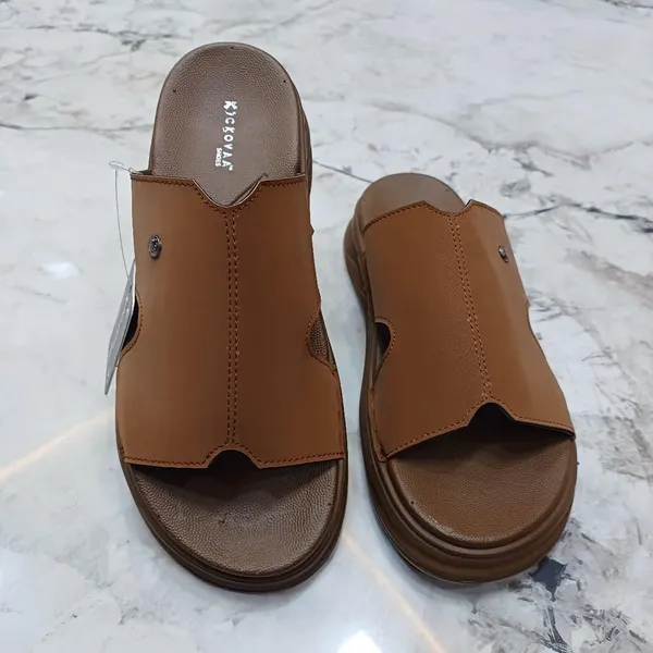Brown_Synthetic_Leather_Slip-On_Button_Detail_Sandals_For_Men