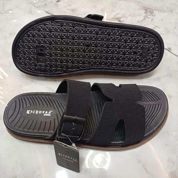 Black_Synthetic_Leather_Adjustable_Buckle_Strap_Sandals_For_Men