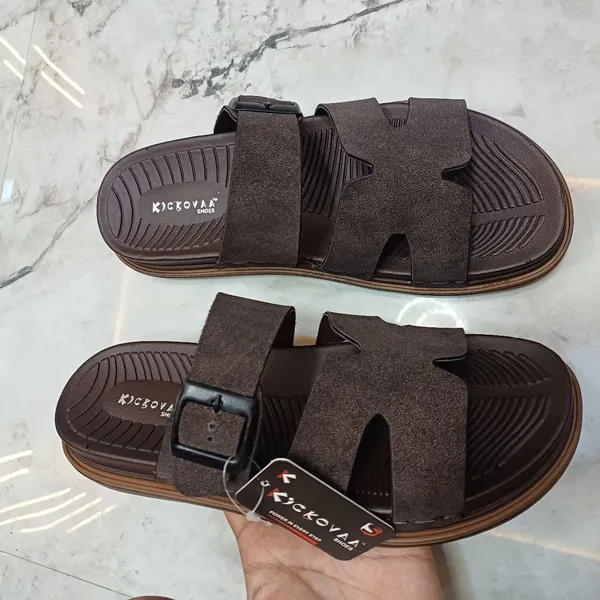 Brown_Synthetic_Leather_Double_Buckle_Strap_Sandals_For_Men