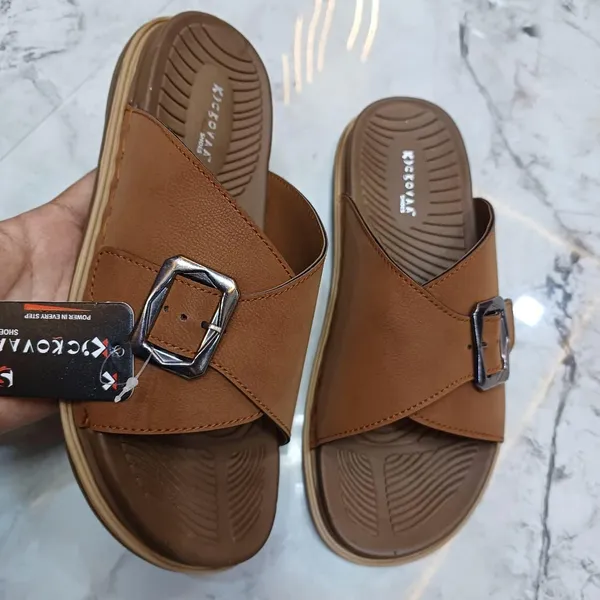 Brown_Synthetic_Leather_Cross_Strap_Buckle_Sandals_For_Men
