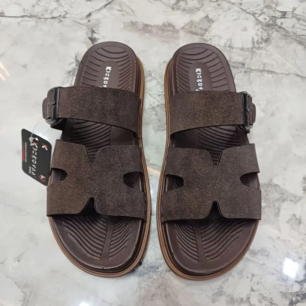 Brown_Synthetic_Leather_Double_Buckle_Strap_Sandals_For_Men