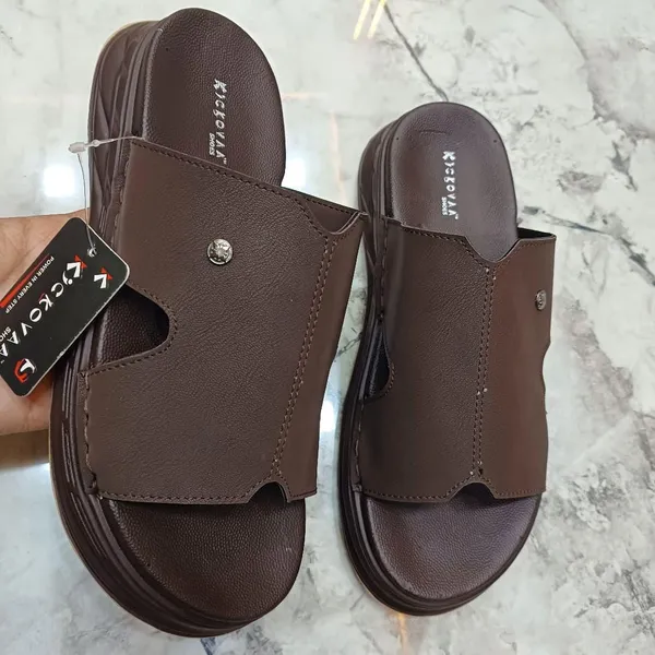 Brown_Synthetic_Leather_Slip-On_Sandals_For_Men