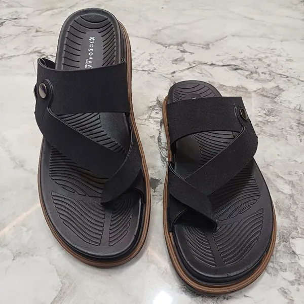 Black_Synthetic_Leather_Cross_Strap_Sandals_For_Men