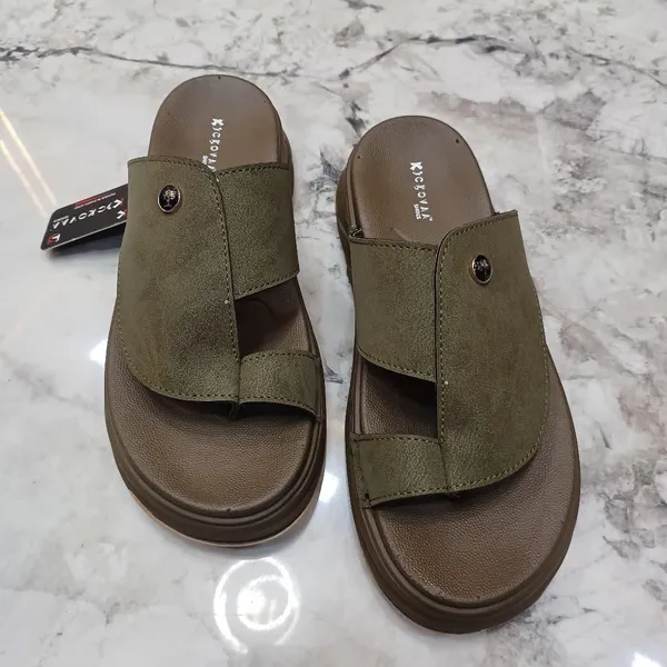 Olive_Synthetic_Leather_Textured_Slip-On_Sandals_For_Men