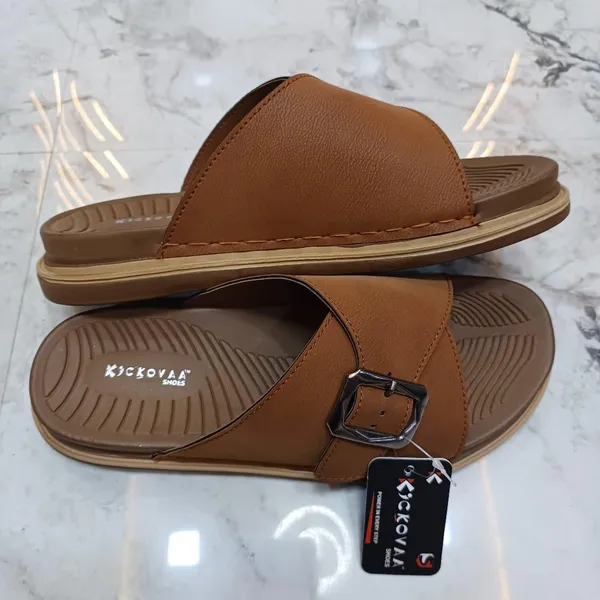 Brown_Synthetic_Leather_Cross_Strap_Buckle_Sandals_For_Men