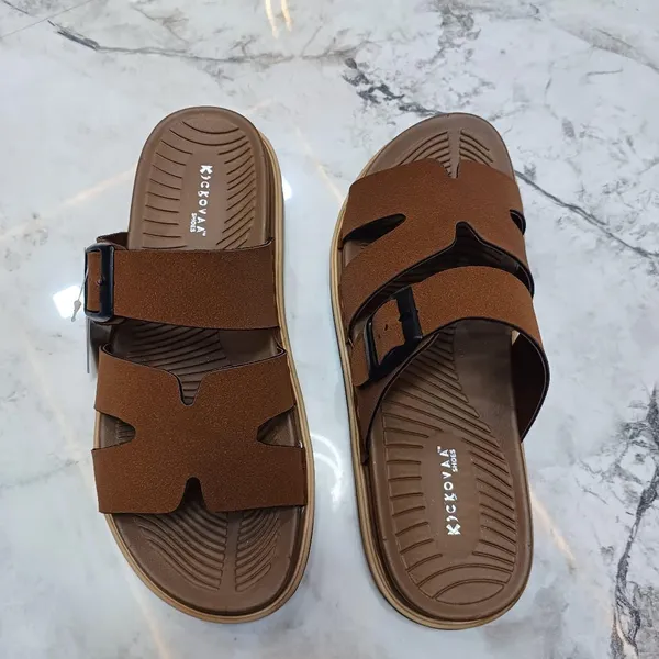 Brown_Synthetic_Leather_Adjustable_Buckle_Strap_Sandals_For_Men