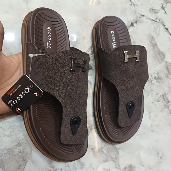 Brown_Synthetic_Leather_H-Accent_Casual_Strap_Sandals_For_Men