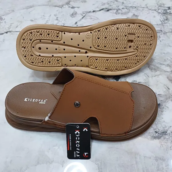 Brown_Synthetic_Leather_Slip-On_Button_Detail_Sandals_For_Men