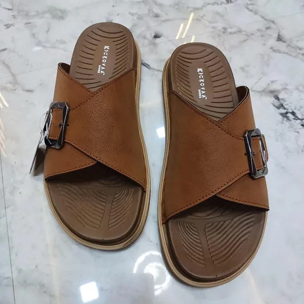 Brown_Synthetic_Leather_Cross_Strap_Buckle_Sandals_For_Men