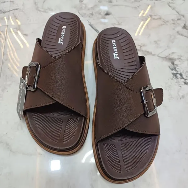 Brown_Synthetic_Leather_Buckle_Cross_Strap_Sandals_For_Men