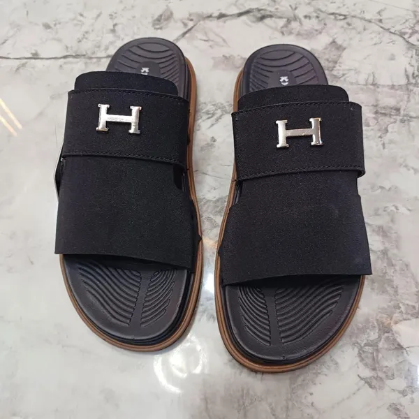 Black_Synthetic_Leather_Slip-On_H-Emblem_Slide_Sandals_For_Men