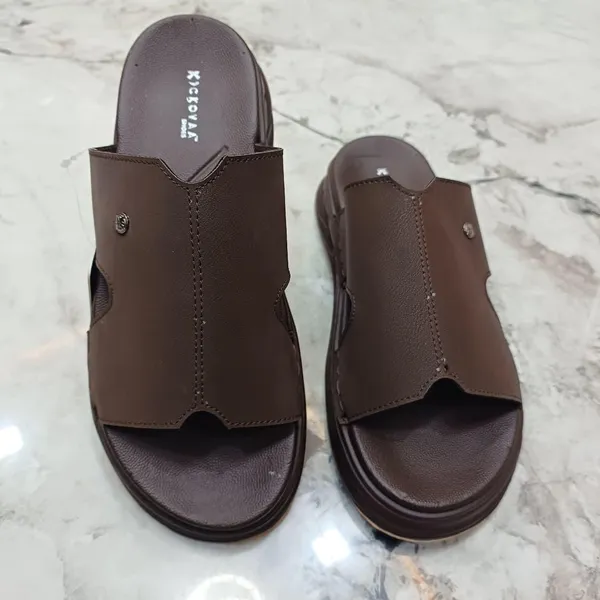 Brown_Synthetic_Leather_Slip-On_Sandals_For_Men