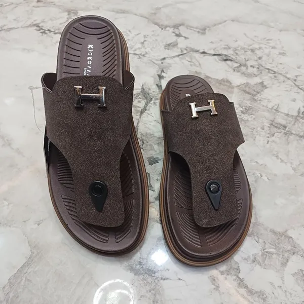 Brown_Synthetic_Leather_H-Accent_Casual_Strap_Sandals_For_Men