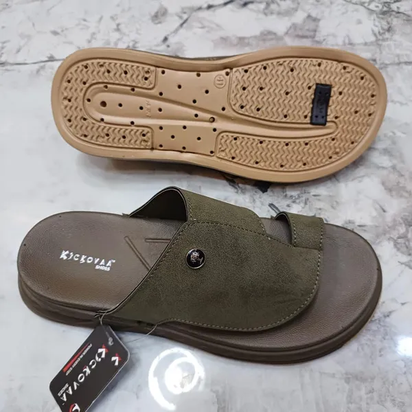 Olive_Synthetic_Leather_Textured_Slip-On_Sandals_For_Men