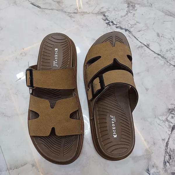 Brown_Synthetic_Leather_Open_Toe_Buckle_Strap_Sandals_For_Men