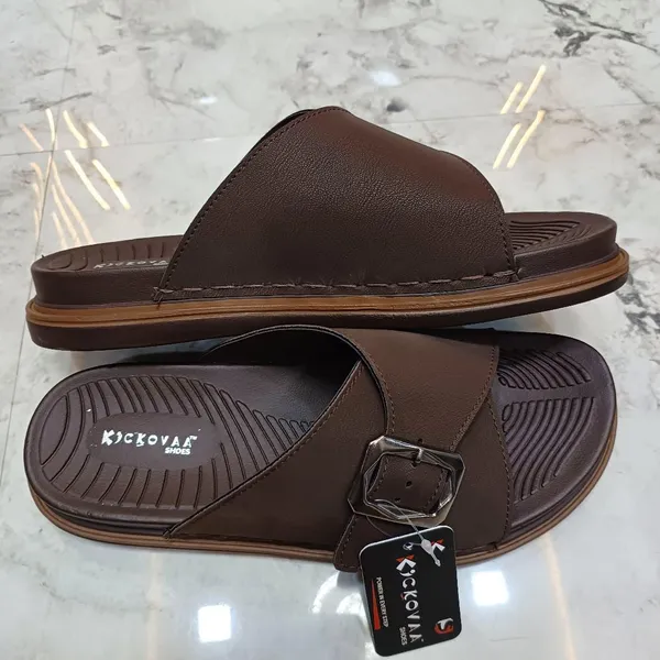 Brown_Synthetic_Leather_Buckle_Cross_Strap_Sandals_For_Men